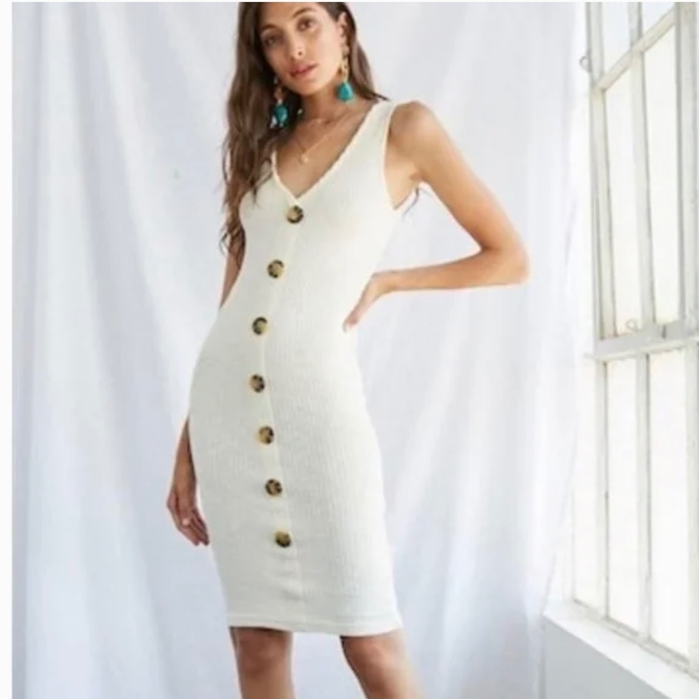 Forever 21 Creme Ribbed Sweater Dress